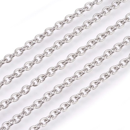 304 Stainless Steel Cable Chains, Unwelded, Oval
