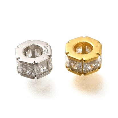 925 бусины из стерлингового серебра с микропаве, прозрачные бусины из кубического циркония, колонка