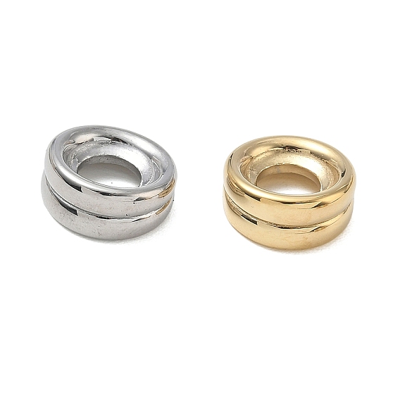 304 Stainless Steel Large Hole Beads, Grooved Column