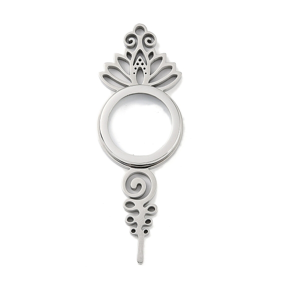 304 подвески-медальоны из нержавеющей стали, со стеклом, цветочный шарм