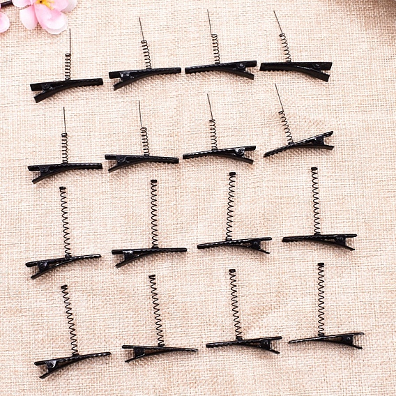 Spray Painted Iron Alligator Hair Clip Findings, with Spring, DIY Hair Accessories Making