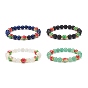 Gemstone & Resin Round Beaded Stretch Bracelet for Women