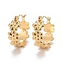 Ion Plating(IP) Flower 304 Stainless Steel Hoop Earrings for Women