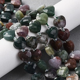 Природного индийского агата бисер нитей, граненое сердце, с бисером