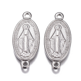 304 Stainless Steel Links/Connectors, Oval with Virgin Mary