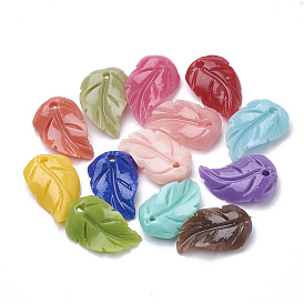 Synthetic Coral Pendants, Dyed, Leaf