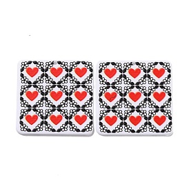 DIY Acrylic Embossed Print Pattern Earrings Pendant, Square with Heart Flower Rhombus, for Jewelry Accessories