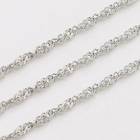 304 Stainless Steel Singapore Chains, Water Wave Chains, Soldered, Faceted, 1.6mm
