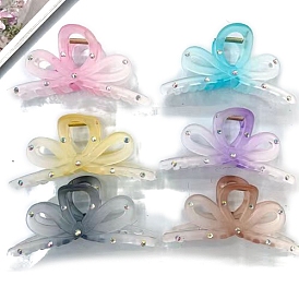 Акриловые заколки-коготки со стразами, бантом