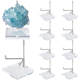 Подставка для хрустальных шаров из нержавеющей стали с квадратными основаниями из прозрачного акрила, для минеральной витрины из агата с драгоценными камнями