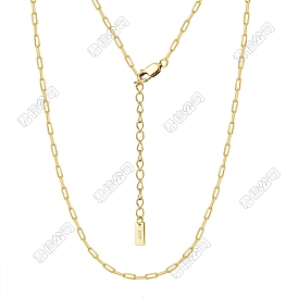 Rack Plating 925 Sterling Silver Paperclip Chain Necklaces, with 925 Stamp