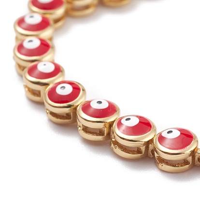 Evil Eye Enamel Link Bracelets for Girl Women, Real 18K Gold Plated Slider Bracelets with Brass Findings, Lead Free & Cadmium Free