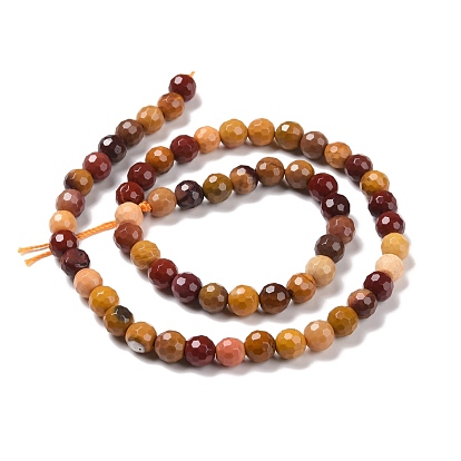 Natural Mookaite Beads Strands, Faceted(128 Facets), Round