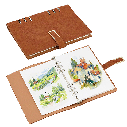 30Pcs Loose-leaf Album Pages Papers for 6-Ring Binder Scrapbook, with 1Pc PU Leather Binder Notebook Cover, Rectangle