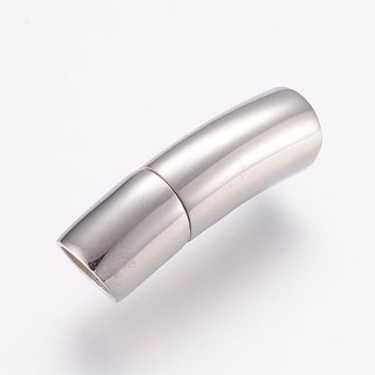 304 Stainless Steel Magnetic Clasps with Glue-in Ends, Ion Plating (IP), Smooth Surface, Tube