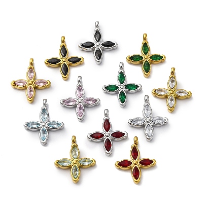 304 подвески из нержавеющей стали, с кубического циркония, цветок