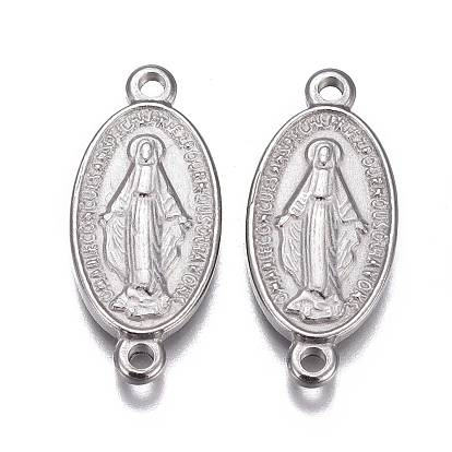 304 Stainless Steel Links/Connectors, Oval with Virgin Mary