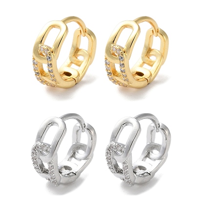 Латунные серьги-кольца из прозрачного кубического циркония, цепочка-оберег