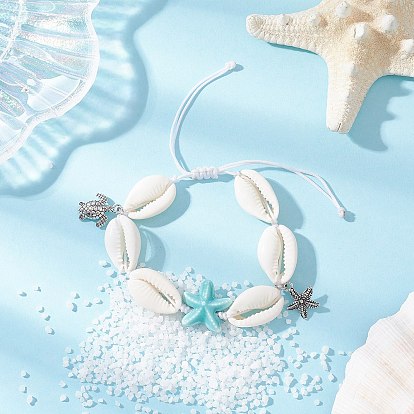 Браслеты из цинкового сплава, Браслеты из бисера ручной работы из фарфора и натуральных ракушек каури для женщин, морская звезда, форма ракушки и черепаха