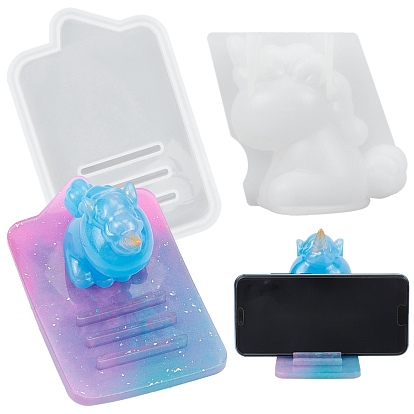3D Unicorn and Mobile Phone Holder Silicone Mold, Resin Casting Molds