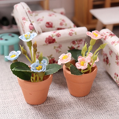 Миниатюрные украшения из фарфоровых растений в горшках, аксессуары для домашнего кукольного домика с микро-ландшафтом, притворяясь опорными украшениями