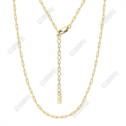 Rack Plating 925 Sterling Silver Paperclip Chain Necklaces, with 925 Stamp
