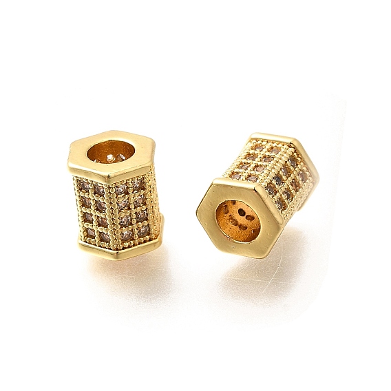 Стойка покрытие шестигранная латунная микропаве прозрачные кубические циркониевые бусины, долговечные бусины, без свинца и без кадмия