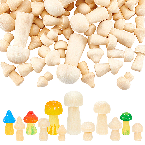 2 пакеты с необработанными деревянными украшениями в виде грибов, для художественного и ремесленного искусства, декорирование проектов, украшения для дома