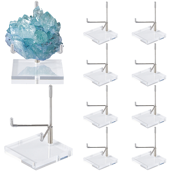 Подставка для хрустальных шаров из нержавеющей стали с квадратными основаниями из прозрачного акрила, для минеральной витрины из агата с драгоценными камнями