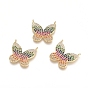 Brass Micro Pave Cubic Zirconia Pendants, Butterfly, Colorful