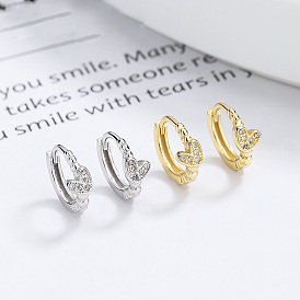 Серьги-кольца из стерлингового серебра с микропаве из прозрачных кубических цирконий