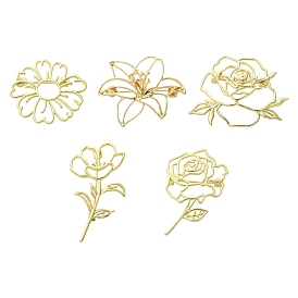 5шт. 5 стили, значки из сплава для одежды, цветок