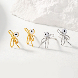 S925 Sterling Silver Dragonfly with Evil Eye Stud Earrings