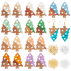 Наборы для изготовления сережек diy, 20 шт 10 цвета подвески из смолы и ореха, два тона, рождественская елка, 40 шт. 2 цветные латунные крючки для серег и 40 шт. 2 стильные латунные соединительные кольца