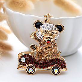 Cute Animal Keychain with European and American Rhinestone Decoration for Car, Creative Small Gift