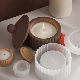 Stripe DIY Candle Cup Silicone Molds, Storage Box Molds, Resin Plaster Cement Casting Molds