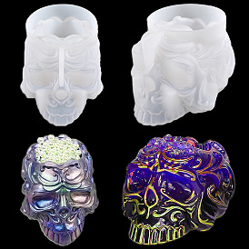 Halloween Skull DIY Silicone Pen Holder Molds, Portrait Sculpture Resin Casting Mold, for UV Resin & Epoxy Resin Craft Making