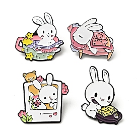 Cartoon Rabbit Enamel Pin, Electrophoresis Black Alloy Brooch for Backpack Clothes, Colorful
