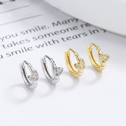 Серьги-кольца из стерлингового серебра с микропаве из прозрачных кубических цирконий