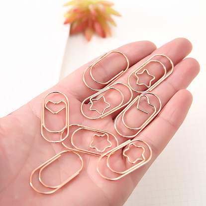 Metal Paper Clips, Rose Gold, Oval