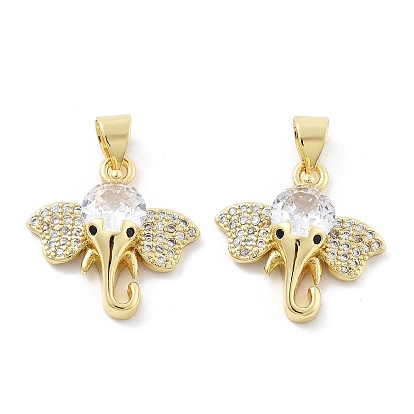 Латунные микро проложить кубического циркония подвески, Слон прелести, без кадмия и без свинца, стойки покрытие, долговечный