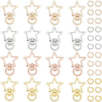 40 шт. 4 цвета, застежки-карабины из цинкового сплава в форме звезды, поворотный карабин-лобстер