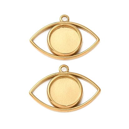 304 Stainless Steel Pendant Cabochon Settings, Evil Eye Charms