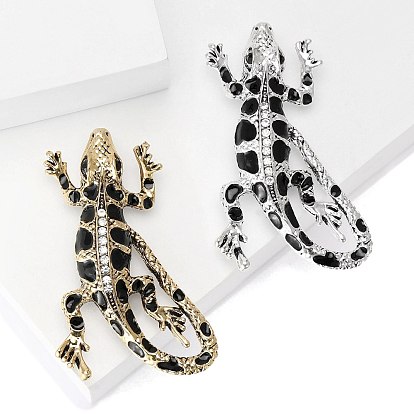 Alloy with Rhinestone Brooches, Enamel Pins, Lizard