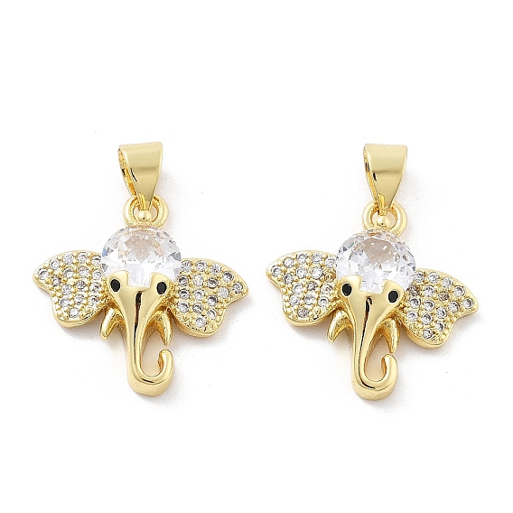 Латунные микро проложить кубического циркония подвески, Слон прелести, без кадмия и без свинца, стойки покрытие, долговечный