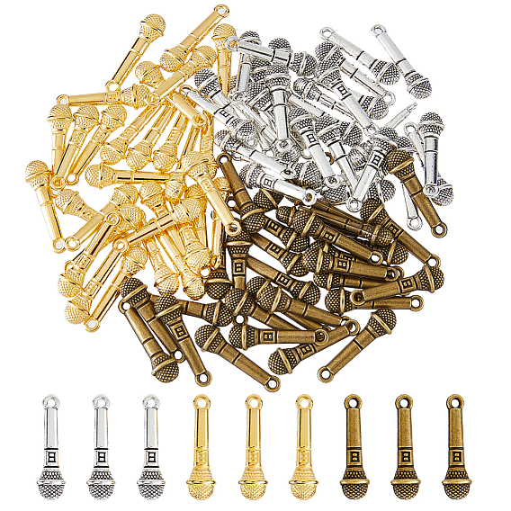 90 шт 3 цвета подвески из цинкового сплава в тибетском стиле, микрофон