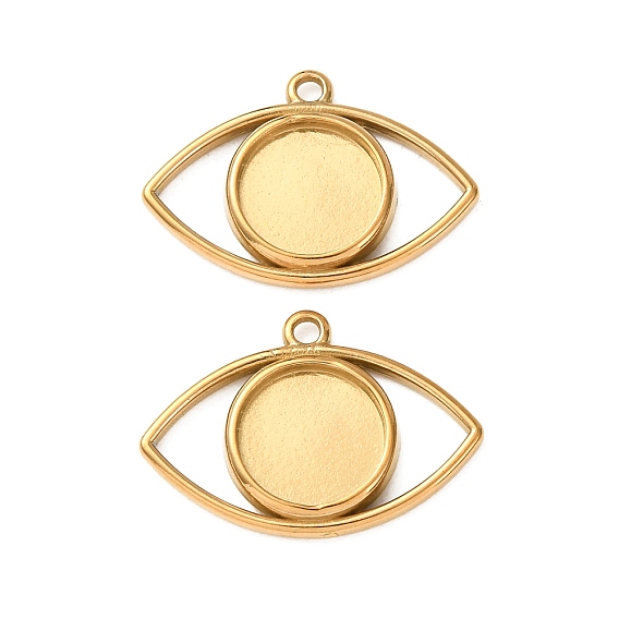 304 Stainless Steel Pendant Cabochon Settings, Evil Eye Charms