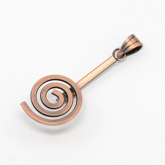 Brass Spiral Donut Bails, Donuthalter, Fit For Pi Disc Pendants Jewelry Making, Nickel Free, 42x16x8mm, Hole: 6mm