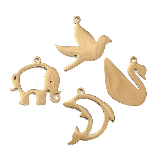 304 colgantes de acero inoxidable, encantos de animales, pulido a mano, revestimiento de iones (ip)