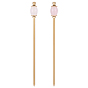 2Pcs Natural Rose Quartz Barrel Bead with Brass Hair Sticks